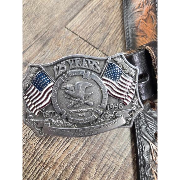 NRA National Rifle Association Of America 125 Years Leather Belt Made USA 38-44" - Picture 2 of 6